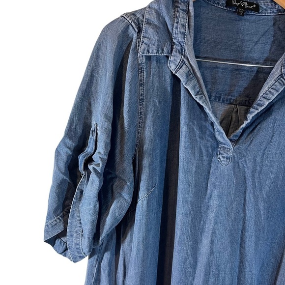 Velvet Heart Chambray Shirt Dress Plus Size 1X Collared Pockets Knee Length Blue - Picture 4 of 7